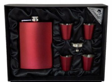 Elo Darilni set Red Hip Flask s kozarci in lijakom