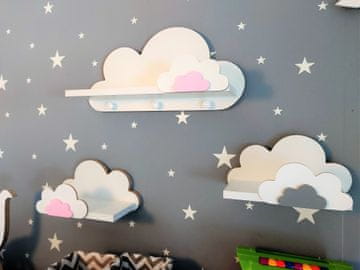 Komplet 3 polic Cloud FISIA z obešalniki - Elegance