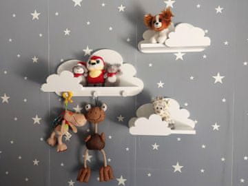 Komplet 3 polic Cloud FANTASY EXTRA z obešalniki - Prestige