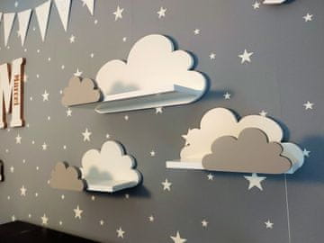 Komplet 3 polic Cloud FANTASY EXTRA - premium, siva