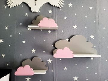 Komplet 3 polic Cloud FANTASY EXTRA - Galaxy sivo-roza