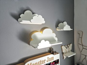 Komplet 3 polic Cloud FANTASY EXTRA - Prestige, bele barve s funkcijo svetilke