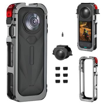 Zaščitna kletka iz aluminijastega ohišja za Insta360 X5 + pokrovček objektiva