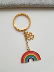 ZLATI OBESEK ZA KLJUČE BARVITA MAVRIČNA DETELJA LGBT