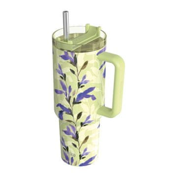 QUOKKA Stream - termo vrček iz nerjavečega jekla 1200 ml s slamico (Matcha)