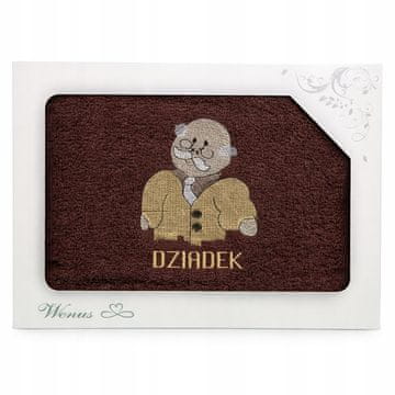 Brisača z vezenjem "Dedek" 70x140cm rjava, odlično darilo