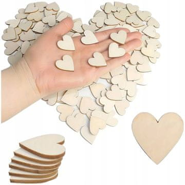 DE Srčki za barvanje 30 kosov Leseni majhni srčki 3 cm Decoupage Scrapki