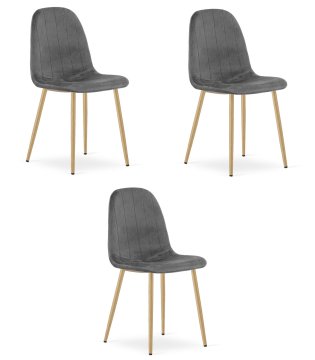 Stol PADVA, temno siv žamet / hrastove noge, 3 kosi