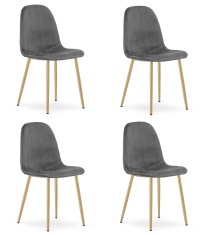 Stol PADVA, žamet, temno siv, hrastove noge, 4 kosi