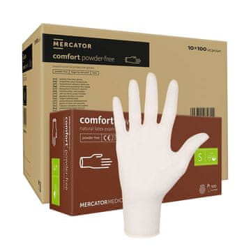 S Latex Comfort rokavice iz lateksa brez pudra, 100 kosov v kartonu, 10 kosov v pakiranju