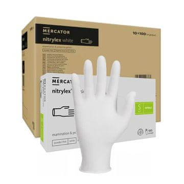 Nitrilne rokavice S bele Nitrylex Classic bele 100 kosov v kartonu 10 kosov