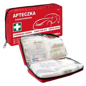 Komplet prve pomoči za avto DIN 13164 PLUS iz najlona z opremo za prvo pomoč, 1 kos.