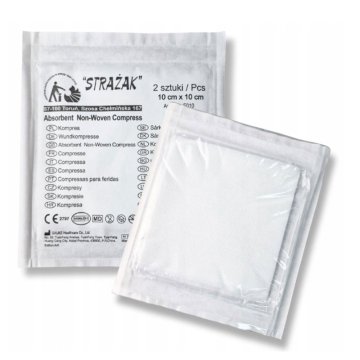 Sterilni gazni obkladek 10 cm × 10 cm, sterilni povoj, 2 kosa za komplet prve pomoči