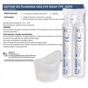 Komplet za izpiranje oči AZPO 2 × 15 ml NaCl 0,9 % za prvo pomoč pri izpiranju oči