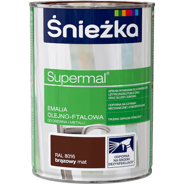 SUPERMAL OLJNO-FTALNA EMAJL BARVA ZA KOVINO MAT RJAVA R8016 0,8 L