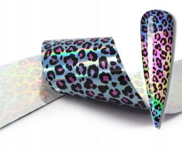 FOLIJA ZA PRENOS 10 cm x 4 cm MODRA HOLO LEOPARD