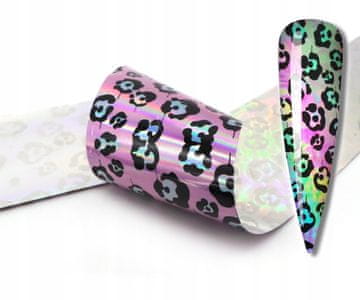 FOLIJA ZA PRENOS 10 cm x 4 cm ROZA HOLO LEOPARD