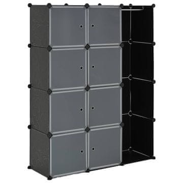 Vidaxl Modularna omarica z 9 predelki 109x36,5x143 cm črno bela