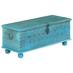 Vidaxl Skrinja za shranjevanje trden mangov les modra 100x40x41 cm