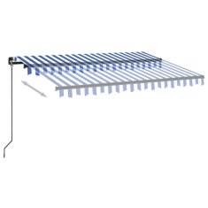 Vidaxl Ročno zložljiva tenda z LED lučmi 350x250 cm modra in bela