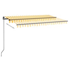 Vidaxl Ročno zložljiva tenda z LED lučmi 450x300 cm rumena in bela