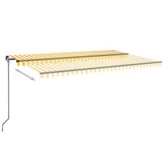 Vidaxl Ročno zložljiva tenda z LED lučmi 500x300 cm rumena in bela