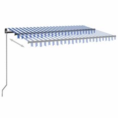 Vidaxl Ročno zložljiva tenda z LED lučmi 450x300 cm modra in bela