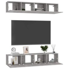 Vidaxl TV omarice 4 kosi betonsko sive 80x30x30 cm iverna plošča