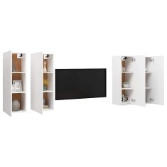 Vidaxl TV omarice 4 kosi bele 30,5x30x90 cm iverna plošča