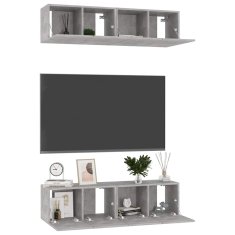 Vidaxl TV omarice 4 kosi betonsko sive 60x30x30 cm iverna plošča
