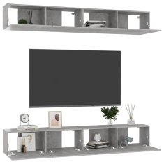 Vidaxl TV omarice 4 kosi betonsko sive 100x30x30 cm iverna plošča