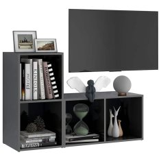 Vidaxl TV omarice 2 kosa visok sijaj sive 72x35x36,5 cm iverna plošča