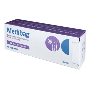 Medilab MediBag samolepilne sterilizacijske vrečke 90 mm x 230 mm, ploščate, papir-folija, 200 kosov