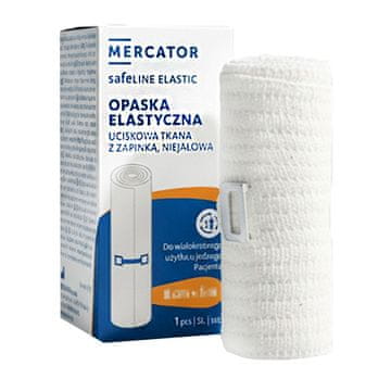 Elastični kompresijski povoj z zaponko 8 cm x 5 m O-safeline Elastičen nesterilni povoj v škatli z 1 kosom.