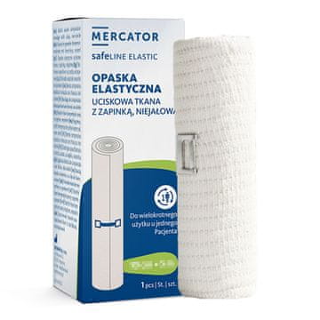 Elastični kompresijski povoj z zaponko 10 cm x 5 m O-safeline Elastični nesterilni povoj v škatli 1 kos.