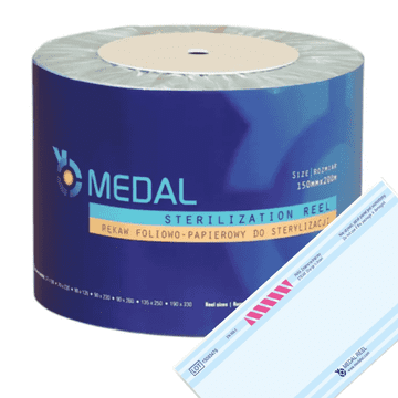 MEDAL Rokav za parno sterilizacijo STEAM 150 mm x 200 m, ploščat papir-folija, 1 rola