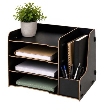 Northix Organizator za pisalno mizo s 4 predelki iz MDF, z lesnim efektom