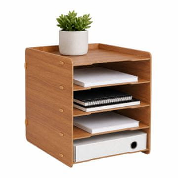 Northix MDF pladenj za pisma s 5 režami – temno rjav organizator z lesnim učinkom