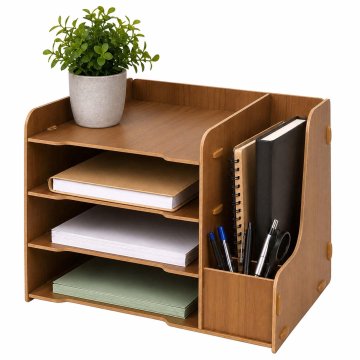 Northix Organizator za mizo s 4 prekati iz MDF, temno rjave barve