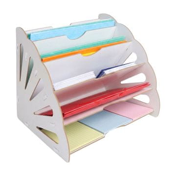 Northix Organizator za mizo iz belega MDF-ja s 5 kotnimi režami