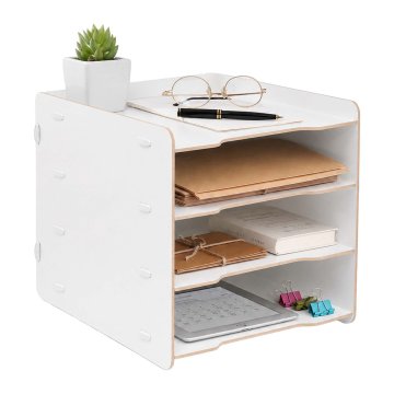 Northix Bela MDF pladenj za dokumente s 4 predelki organBela MDF pladenj za dokumente s 4 predelki organizator za mizo z lesnim učinkom