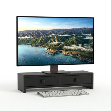 Northix Stojalo za monitor z 2 predaloma, črno MDF, 47 cm