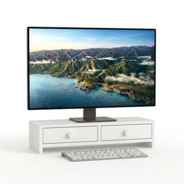 Northix Belo podnožje za monitor z dvema predaloma, MDF material