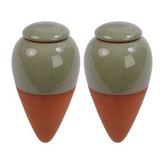 Northix Glineni zalivalni stožci s pokrovi, 350 ml, 2 kosa, žajbelj