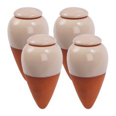 Northix Glineni zalivalni stožci s pokrovi, 350 ml, bež, 4 kosi