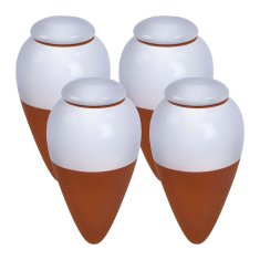 Northix Glineni zalivalni stožci s pokrovi, 350 ml, beli, komplet 4 kosov