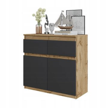 shumee Predalnik 80 CM HRAST wotan / antracit 2 predala 2 vrata 2 polici