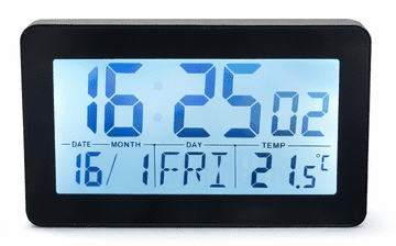 LCD kvarčna budilka JB-8203 črna popolna