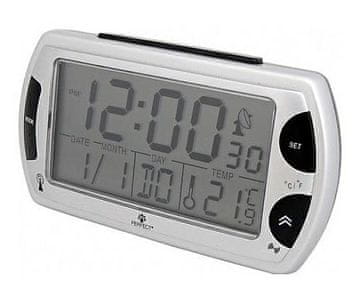 LCD budilka R-358 DCF radijsko vodena srebrna