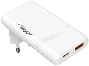 Akyga Polnilec USB AK-CH-31 USB-A + USB-C PD 5-20V / max. 3,25A 65W Quick Charge 4+ GaN